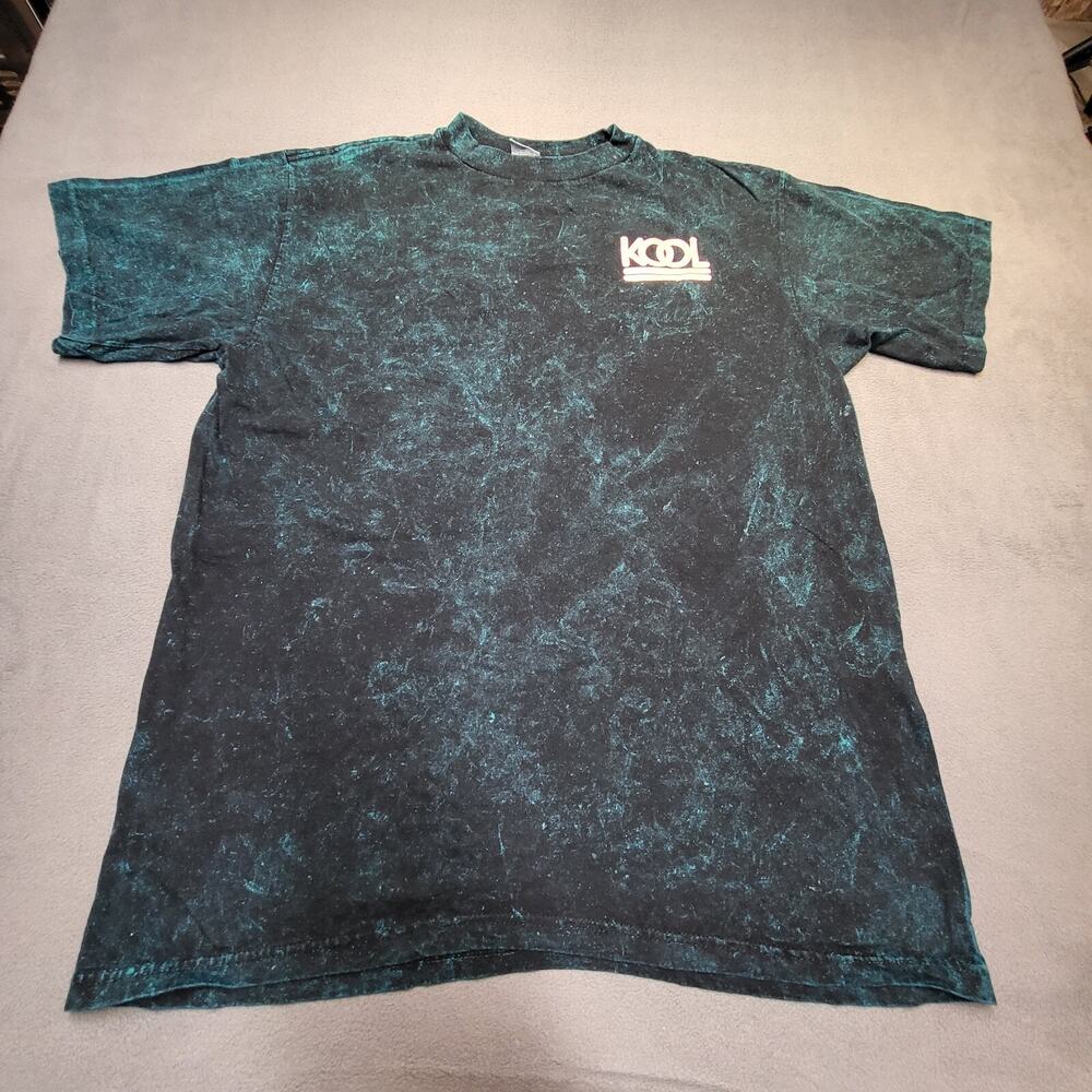 Vintage Kool Shirt Mens XL Green Marbled Short Sleeve Graphic Single Stitch 90s